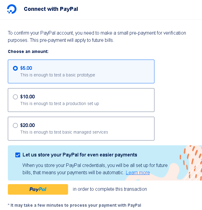 PayPal账户充值