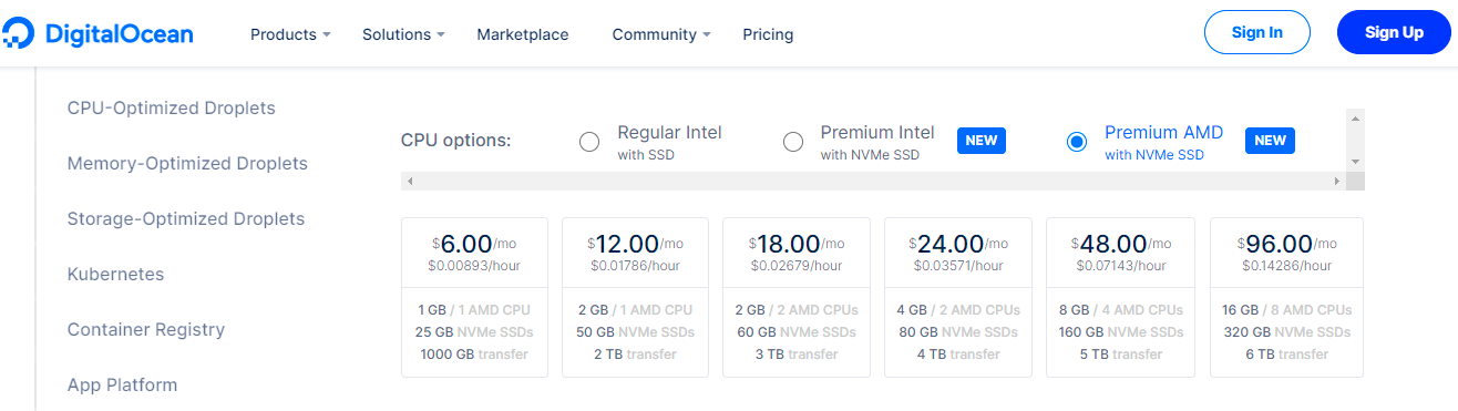 DigitalOcean新上线AMD+NVMe SSD云服务器VPS 月付价格低至6美元