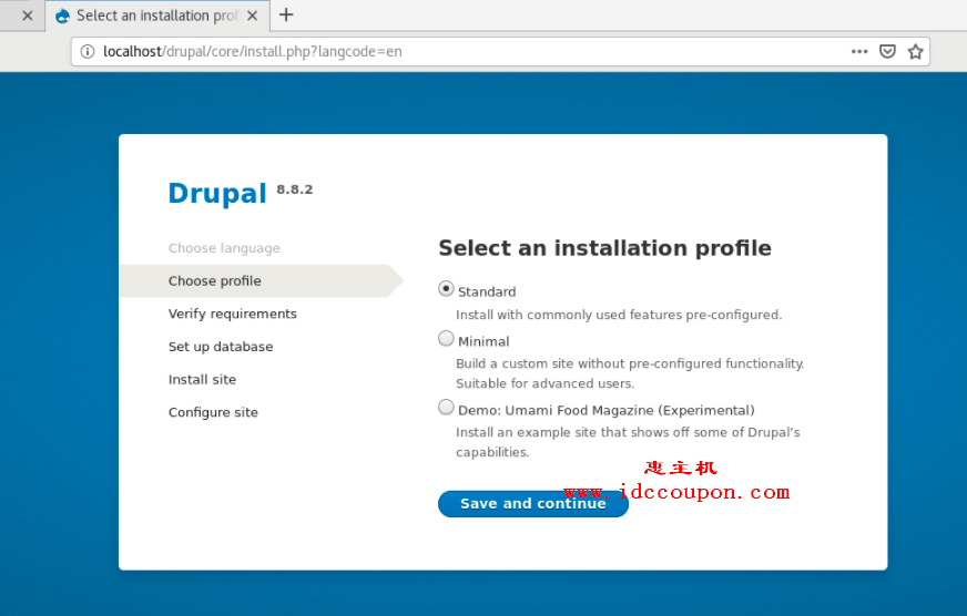 选择Drupal安装配置文件