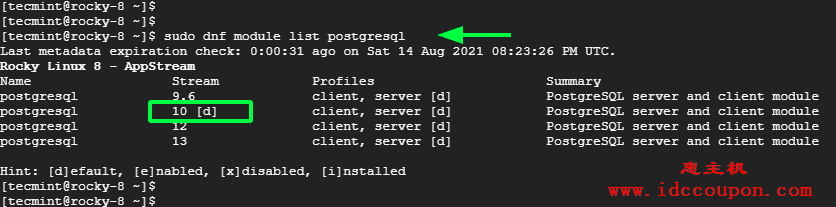 列出PostgreSQL模块