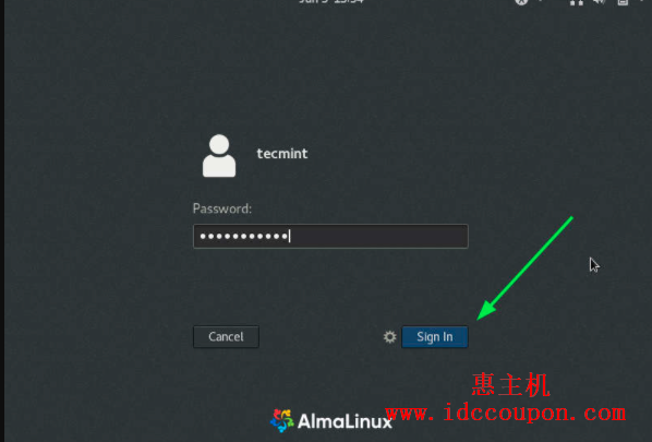 AlmaLinux登录界面