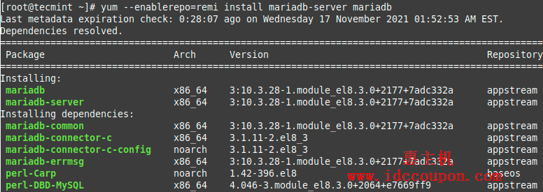 在Linux中安装MariaDB