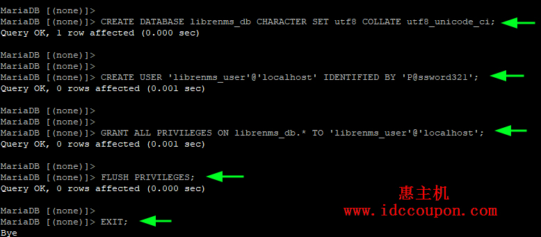 创建LibreNMS数据库