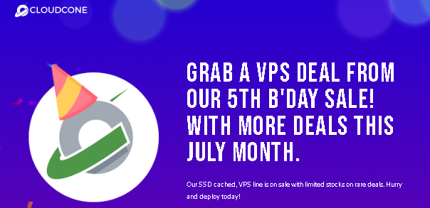 CloudCone庆祝成立5周年 美国VPS疯狂促销低至14.2美元/年+赠品相送