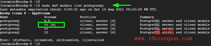 列出PostgreSQL模块