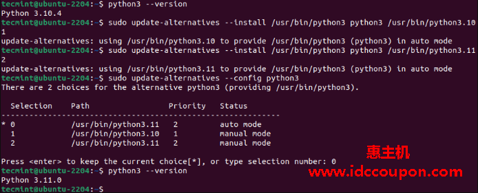 在Ubuntu中设置默认Python版本