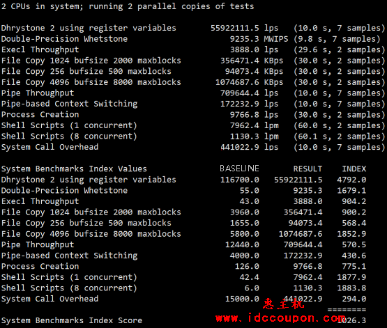 UnixBench跑分测试