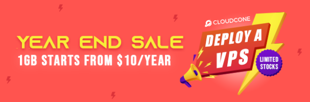 CloudCone跨年促销 1核/1G内存/1Gbps美国VPS年付$9.99-惠主机