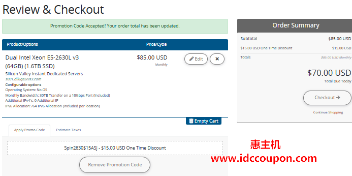 SpinServers美国圣何塞服务器特价促销 10Gbps带宽30TB流量月付$70-惠主机
