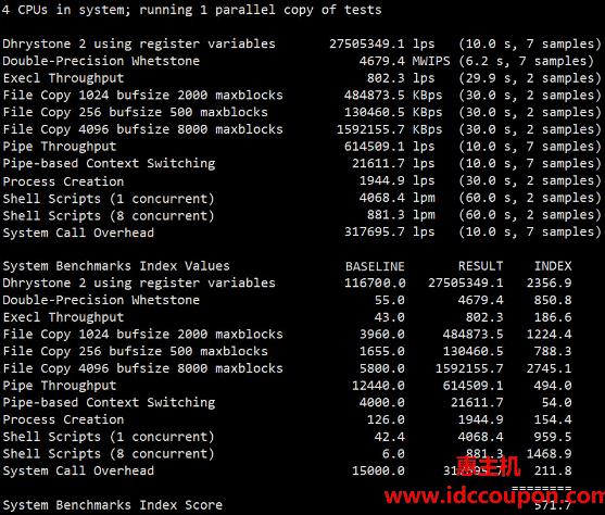 unixbench跑分测试