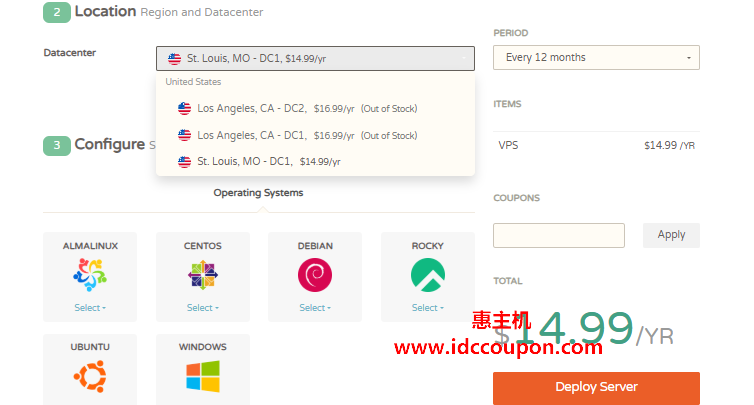 CloudCone便宜美国VPS补货 1Gbps端口3TB流量年付$14.99-惠主机