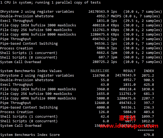 unixbench跑分测试
