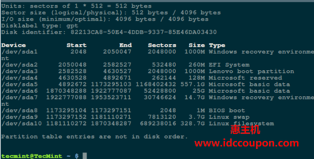 列出Linux文件系统分区