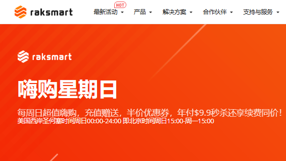 RAKsmart“嗨购星期日”