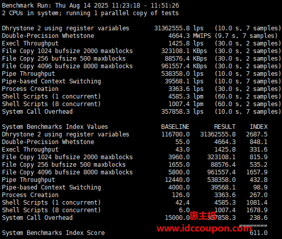 unixbench跑分测试