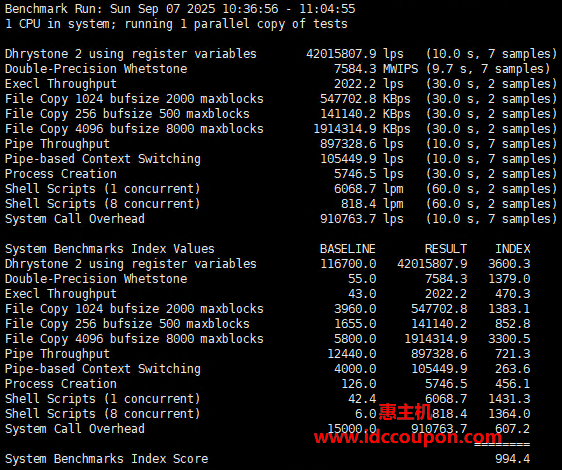 UnixBench跑分测试