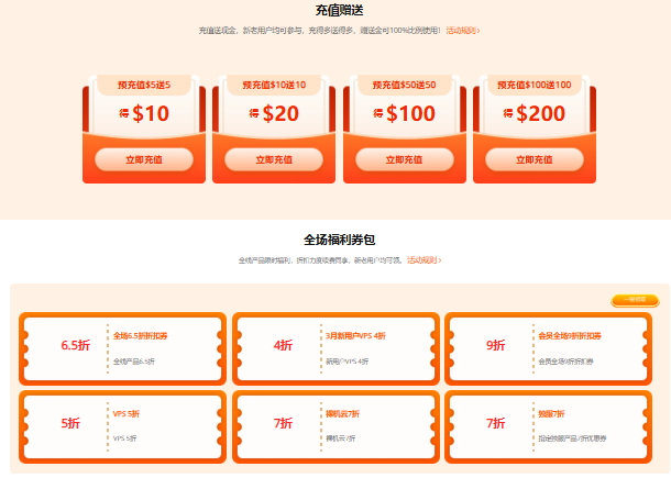 RAKsmart户专满减享券包