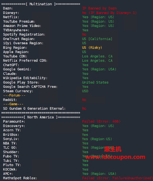 流媒体解锁测试