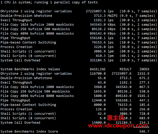 UnixBench综合跑分测试