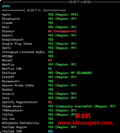 流媒体解锁测试