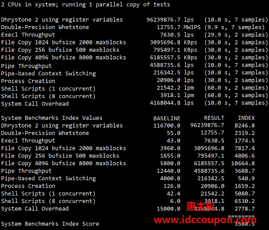 UnixBench跑分测试