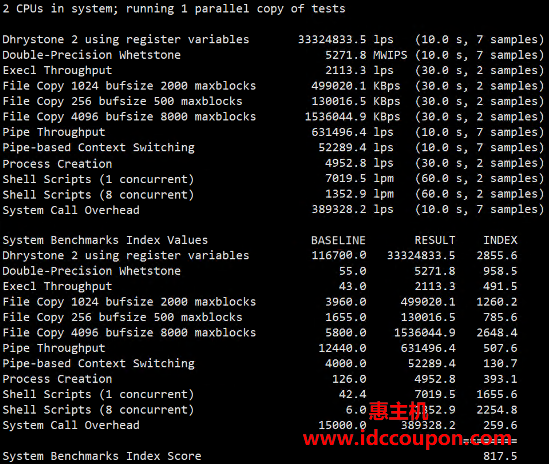 UnixBench跑分测试