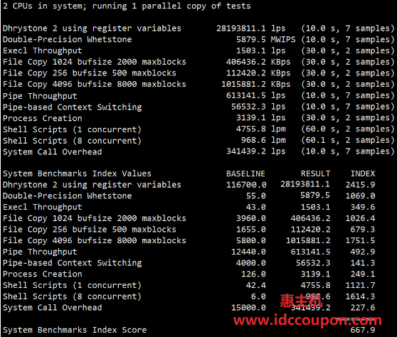UnixBench跑分测试