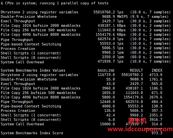 UnixBench跑分测试