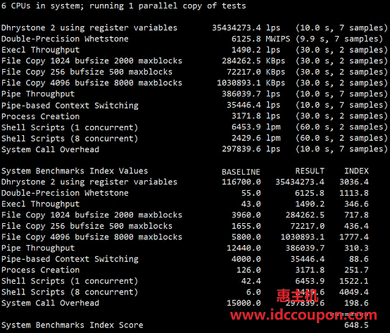 UnixBench跑分测试